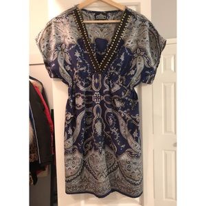 Angie printed V neck dress